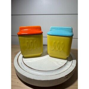 VTG Franciscan Pottery Toastmaster Deluxe Jam Jars Refrigerator Dishes Condiment